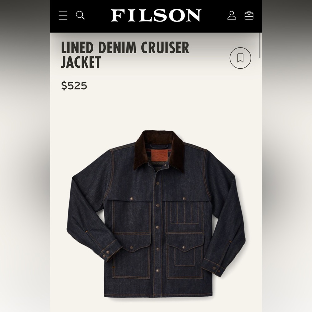 Filson Lined Denim Cruiser Jacket – Men’s NWOT
